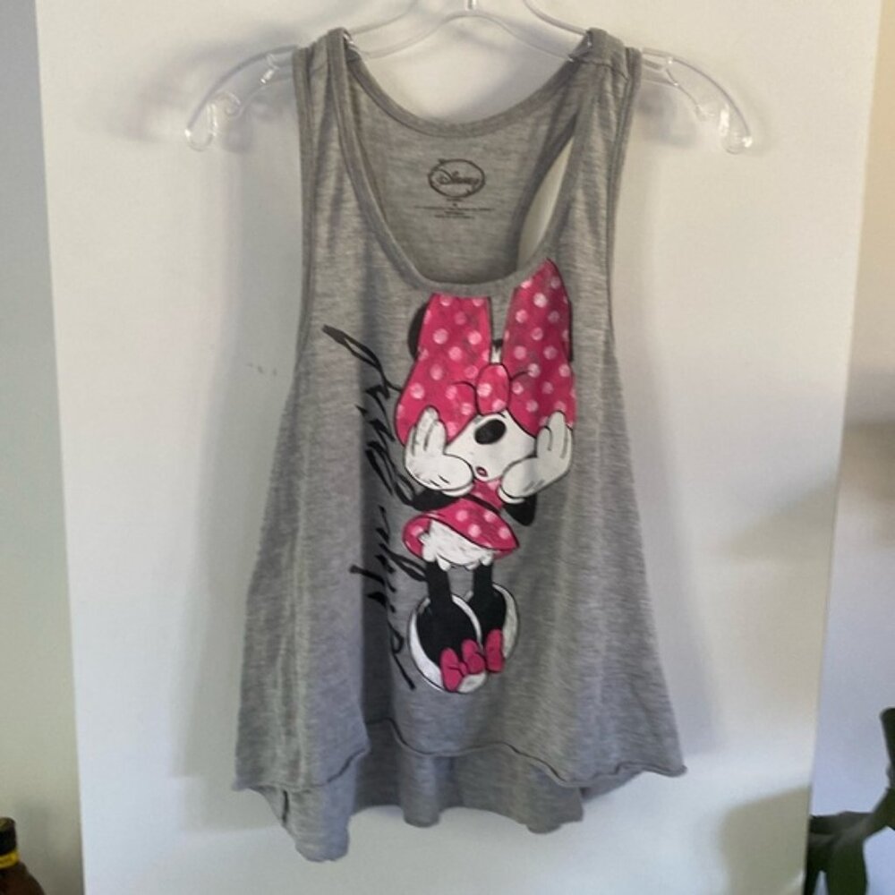 DISNEY Minnie Mouse SHY GIRL bows pink polka dots tank top tee M